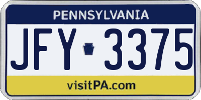 PA license plate JFY3375