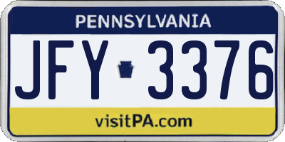 PA license plate JFY3376