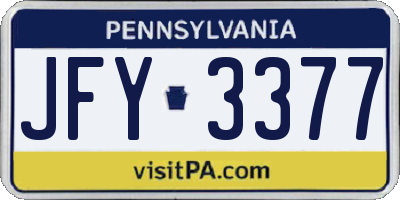 PA license plate JFY3377