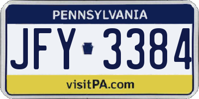 PA license plate JFY3384