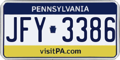 PA license plate JFY3386