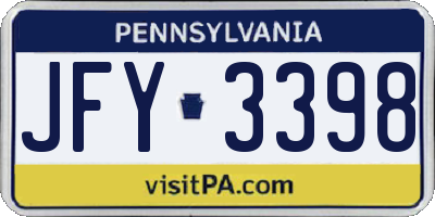 PA license plate JFY3398