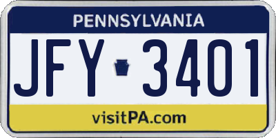 PA license plate JFY3401