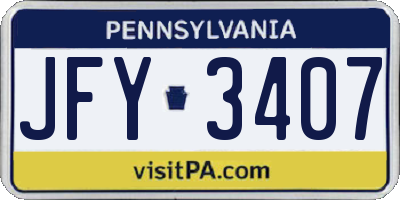 PA license plate JFY3407