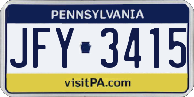 PA license plate JFY3415