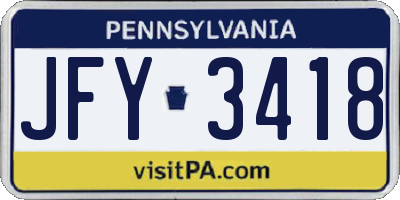 PA license plate JFY3418
