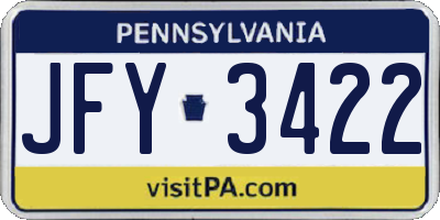 PA license plate JFY3422