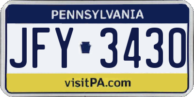 PA license plate JFY3430