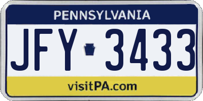 PA license plate JFY3433
