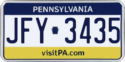 PA license plate JFY3435