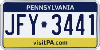 PA license plate JFY3441