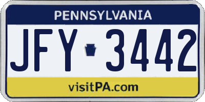PA license plate JFY3442