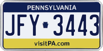 PA license plate JFY3443