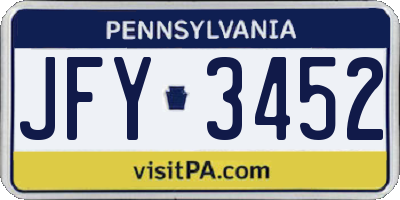 PA license plate JFY3452