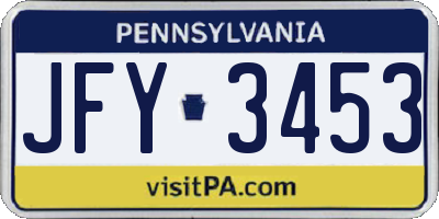 PA license plate JFY3453