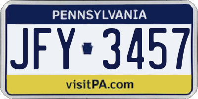 PA license plate JFY3457