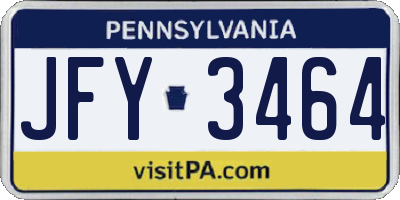 PA license plate JFY3464