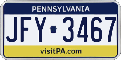 PA license plate JFY3467