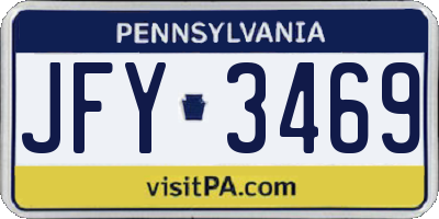 PA license plate JFY3469