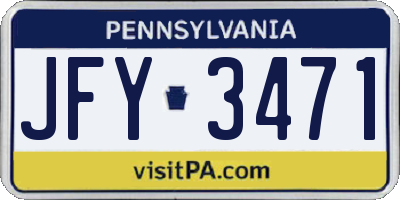 PA license plate JFY3471