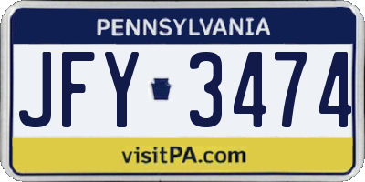 PA license plate JFY3474