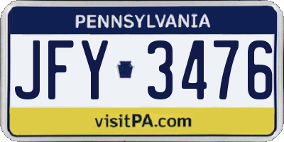 PA license plate JFY3476