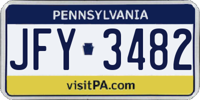 PA license plate JFY3482