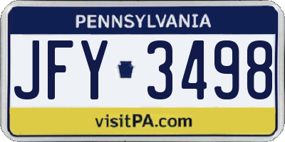 PA license plate JFY3498