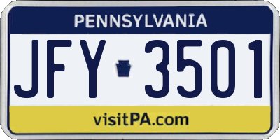 PA license plate JFY3501