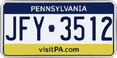 PA license plate JFY3512
