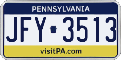 PA license plate JFY3513