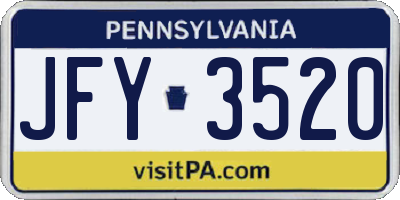 PA license plate JFY3520