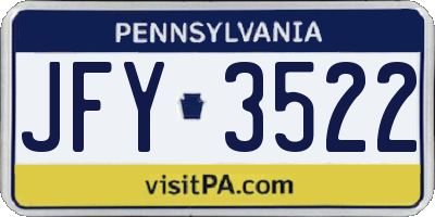 PA license plate JFY3522