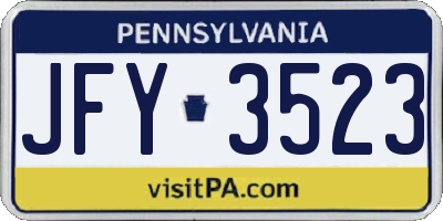 PA license plate JFY3523