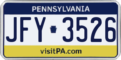 PA license plate JFY3526