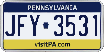 PA license plate JFY3531