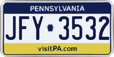PA license plate JFY3532