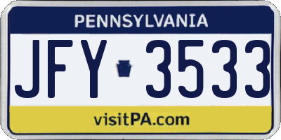PA license plate JFY3533