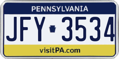 PA license plate JFY3534