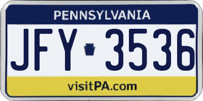 PA license plate JFY3536