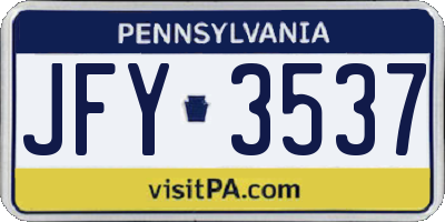 PA license plate JFY3537