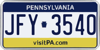 PA license plate JFY3540