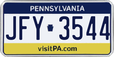 PA license plate JFY3544