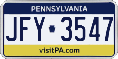 PA license plate JFY3547