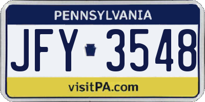 PA license plate JFY3548
