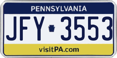 PA license plate JFY3553
