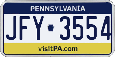 PA license plate JFY3554