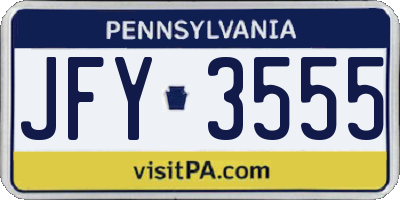 PA license plate JFY3555