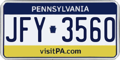 PA license plate JFY3560