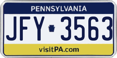 PA license plate JFY3563